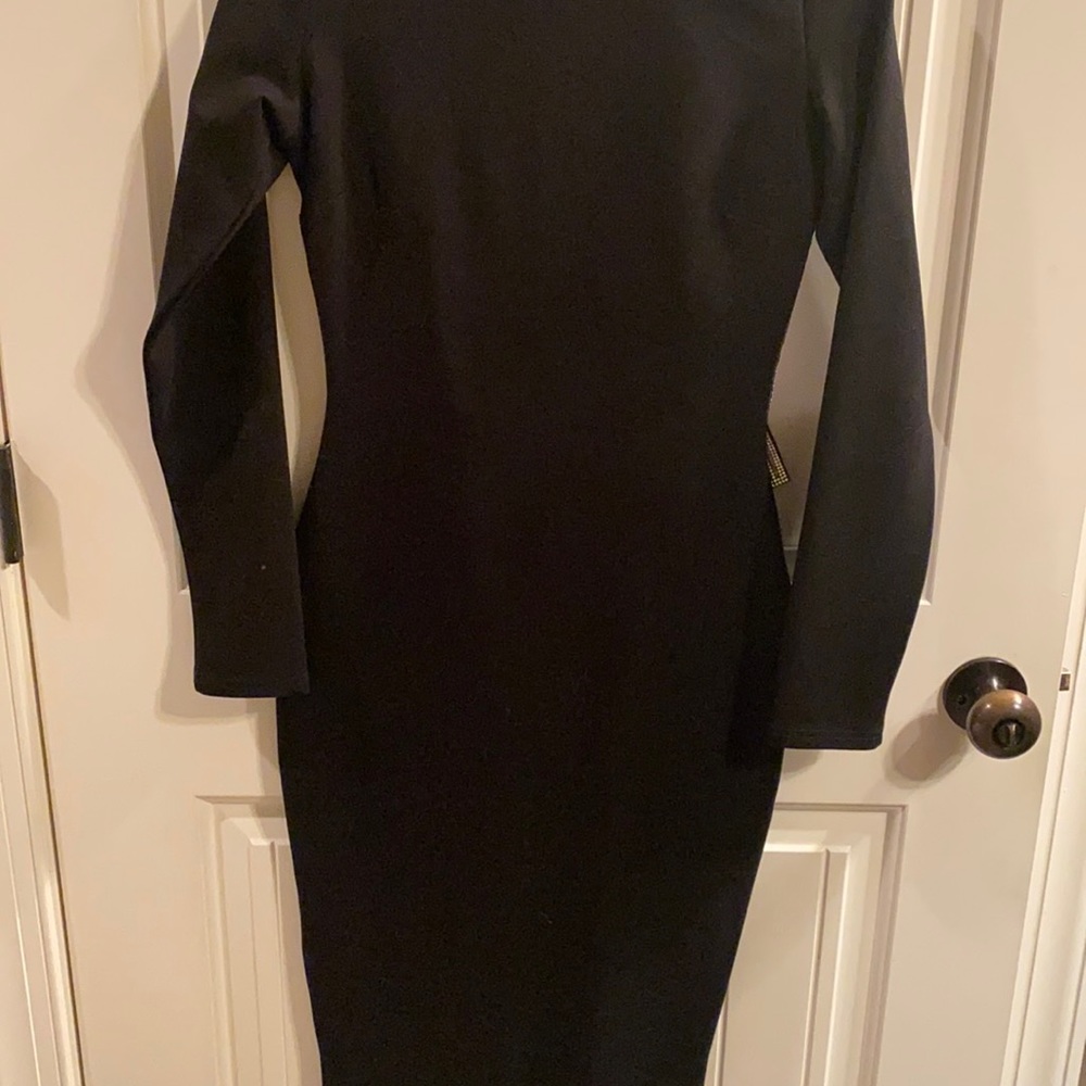 Black Dress with silver and gold back buckle.